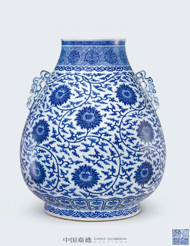 Blue and white entwined branch